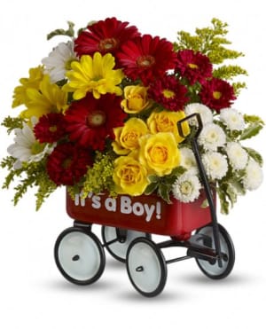 Baby''s Wow Wagon - Boy Flower Bouquet