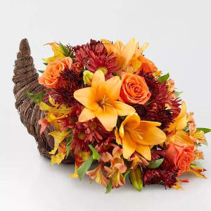 Harvest Comfort Cornucopia Flower Bouquet