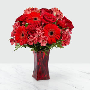 Red Reveal Bouquet- Vase Included Flower Bouquet
