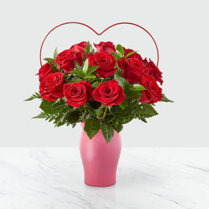 Cupid's Heart Red Rose Bouquet Flower Bouquet
