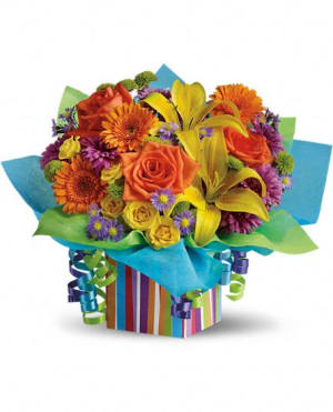 Rainbow Present Flower Bouquet