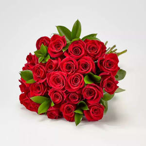 12 Red Roses with Vase Flower Bouquet