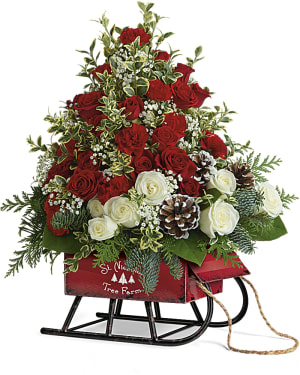 Snowy Sleigh Tree Flower Bouquet