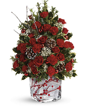 Teleflora's Festive Berries And Holly Tree Flower Bouquet