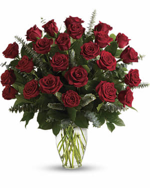 Eternal Love - Dozen Red Roses in a Vase Flower Bouquet