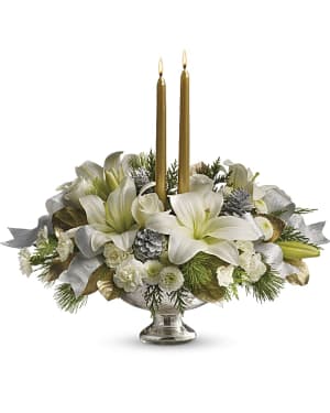 Teleflora's Silver And Gold Centerpiece Flower Bouquet