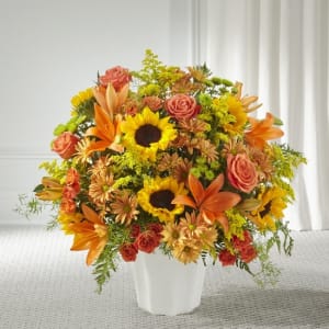 The FTD Harvest Thoughts Floor Basket Flower Bouquet