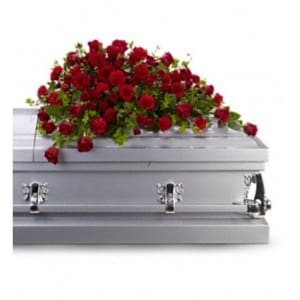 Red Rose Reverence Casket Spray Flower Bouquet