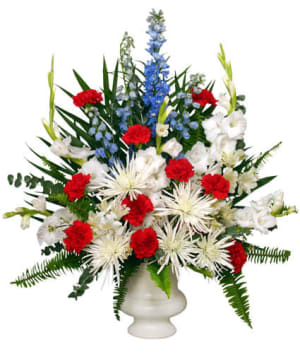 Patriotic Memorial Pedestal Spray Flower Bouquet