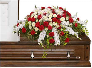 Graceful Red & White Casket Spray Flower Bouquet