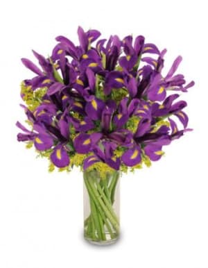 Purple HeartIris Vase Flower Bouquet