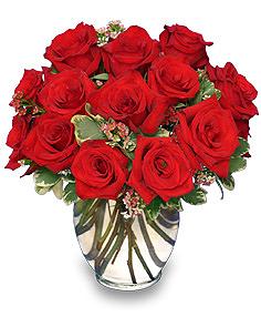 Classic Rose Royale18 Red Roses Vase Flower Bouquet