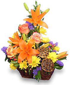 EXPRESSIONS OF FALLFlowers In A   Basket Flower Bouquet