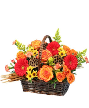 FALL IN FLOWERS  Basket  Arrangement Flower Bouquet