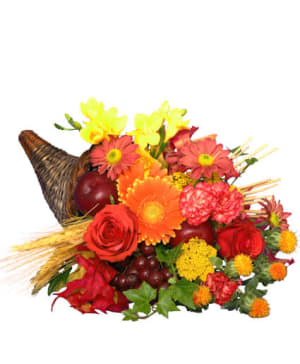 AUTUMN CORNUCOPIAOf Bright Flowers Flower Bouquet