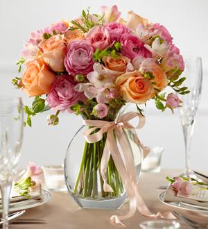 The FTD® Peach Silk™ Arrangement Flower Bouquet