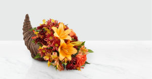 Harvest Comfort™ Cornucopia Flower Bouquet