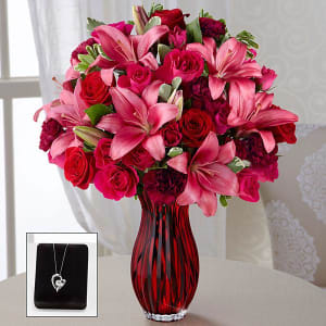 The FTD® Lasting Romance® Bouquet with Heart Pendant Flower Bouquet
