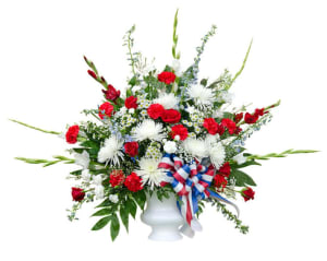 Patriotic Tribute (Red/White/Blue) Memorial Spray Flower Bouquet