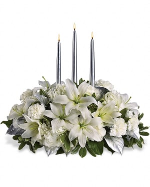 Silver Elegance Centerpiece Flower Bouquet