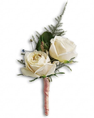 White Tie Boutonniere Flower Bouquet