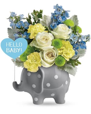 Teleflora's Hello Sweet Baby - Blue Flower Bouquet