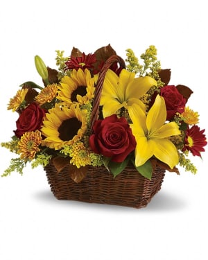 Golden Days Basket Flower Bouquet