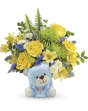 Teleflora's Joyful Blue Bear Bouquet Flower Bouquet