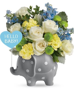 Teleflora's Hello Sweet Baby - Blue Flower Bouquet