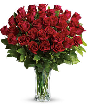 Love and Devotion - Long Stemmed Red Roses Flower Bouquet