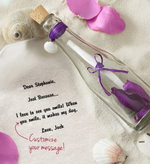 Personalized Message in a Bottle Just Because
 Flower Bouquet