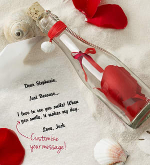 Personalized Message in a Bottle Just Because
 Flower Bouquet