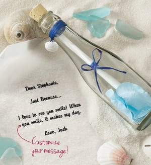 Personalized Message in a Bottle Just Because
 Flower Bouquet