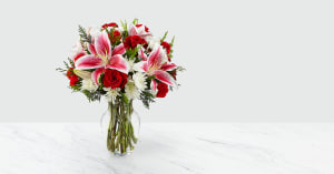 Wintery Stargazers and Roses Flower Bouquet