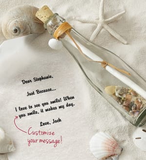 Personalized Message in a Bottle Just Because
 Flower Bouquet