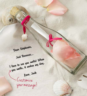 Personalized Message in a Bottle Just Because
 Flower Bouquet