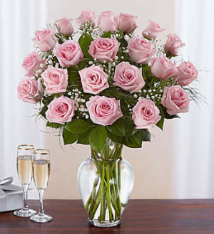 Long Stem Pink Roses Flower Bouquet