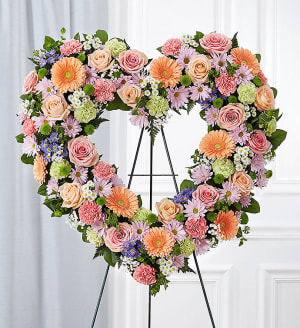 Always Remember Floral Heart Tribute - Pastel Flower Bouquet