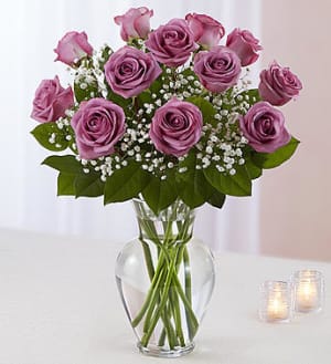 Rose Elegance™ Premium Long Stem Purple Roses Flower Bouquet