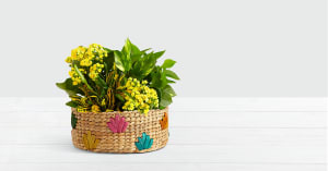 Sunshine and Joy Garden in Colorful Basket Flower Bouquet