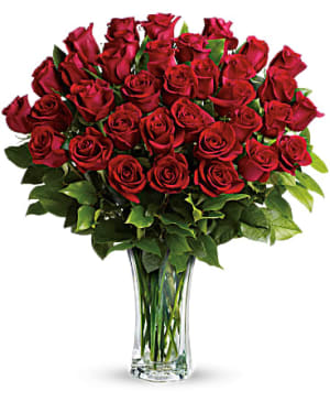 Love and Devotion - Long Stemmed Red Roses Flower Bouquet