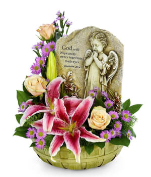 Sympathy Stone in Flowers Flower Bouquet