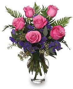 Half Dozen Pink RosesVase  Arrangement Flower Bouquet