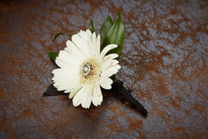 White Mini Gerber Boutonniere Flower Bouquet