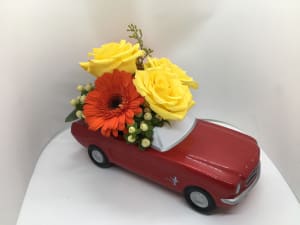 Red Ford Mustang Baby Boy Flowers Flower Bouquet