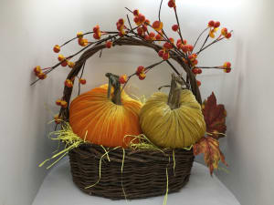 Plush Pumpkin Gift Basket Flower Bouquet