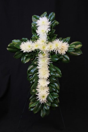 Standing  White Cross Flower Arrangement Standing  White Cross Flower Bouquet