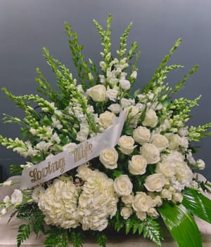 Purity and Peace Sympathy Basket  Flower Bouquet