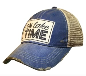 On Lake Time Distressed Trucker Cap