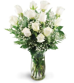 White Rose Classic 12 Flower Bouquet